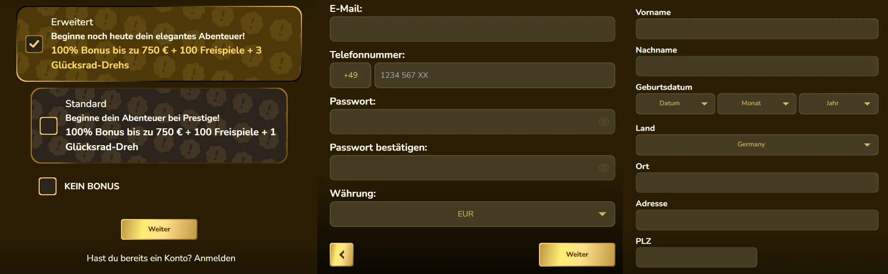 Casino Prestige Registrierung und KYC
