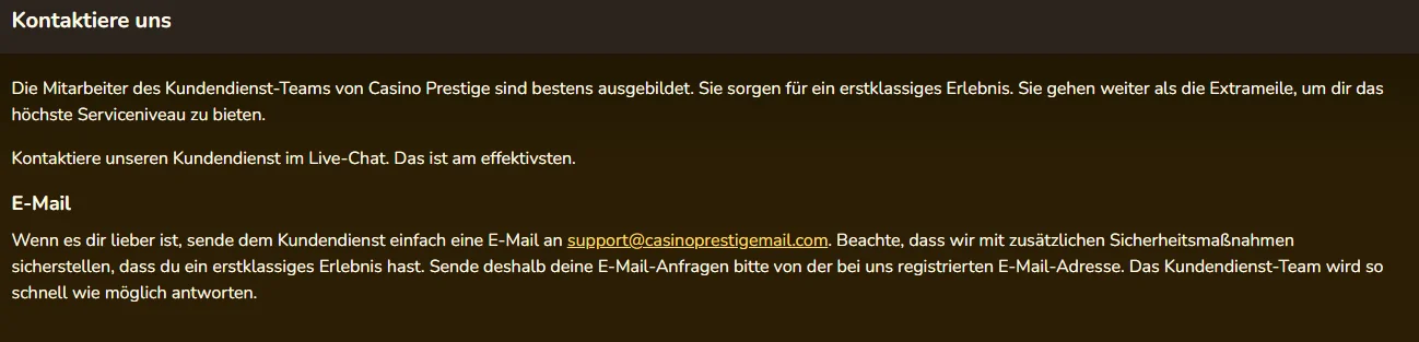 Casino Prestige Support